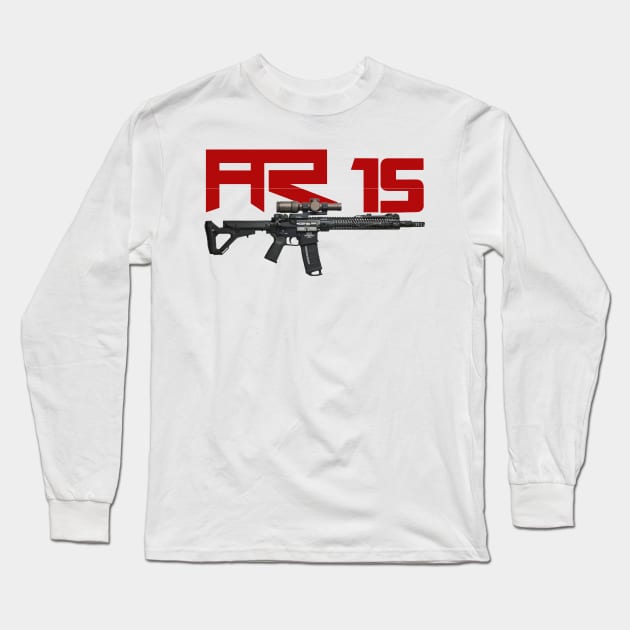 AR 15 in 5.56 and 16inch Long Sleeve T-Shirt by Aim For The Face